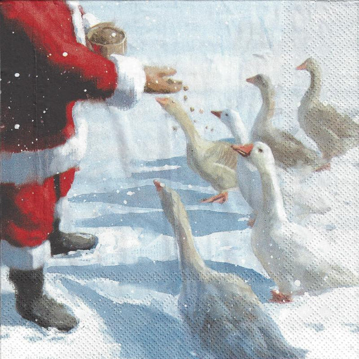 Serviette - Goose and santa