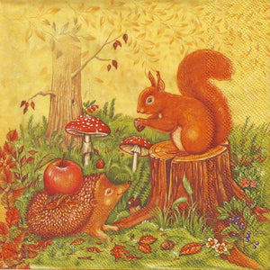 Serviette - Igel und Eichhörnchen - Bastelschachtel - Serviette - Igel und Eichhörnchen