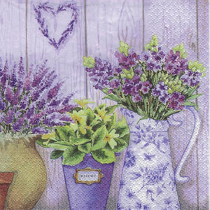 Serviette - Lilac flower with heart - Bastelschachtel - Serviette - Lilac flower with heart