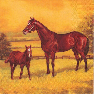 Serviette - Mare with a colt painting - Bastelschachtel - Serviette - Mare with a colt painting