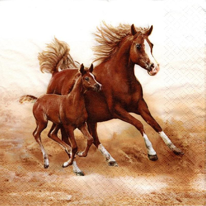 Serviette - Mare with foal