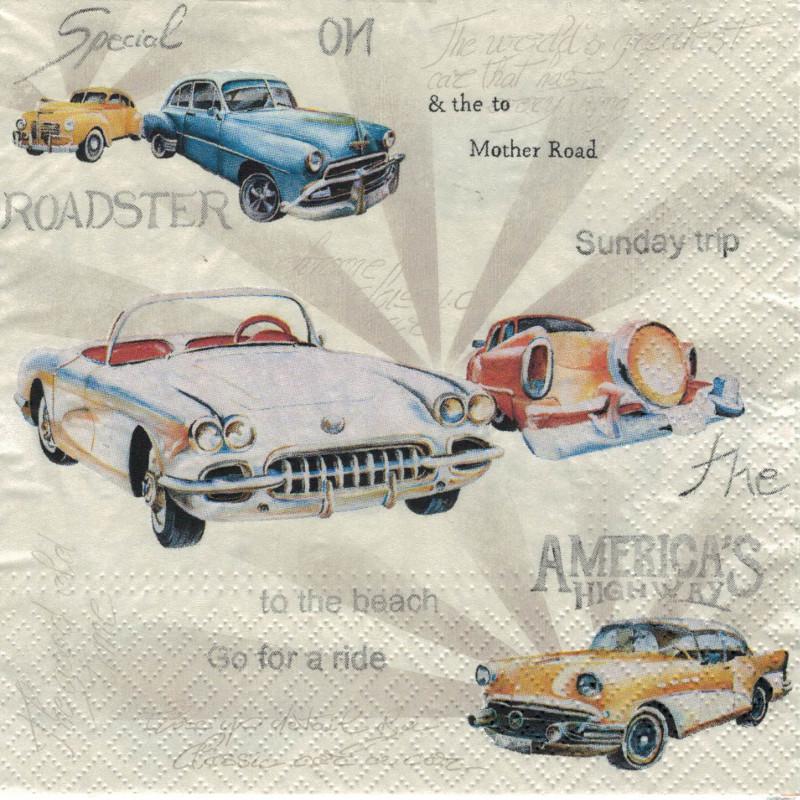 Serviette - Oldtimers - Bastelschachtel