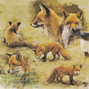 Serviette - Portrait of foxes - Bastelschachtel - Serviette - Portrait of foxes