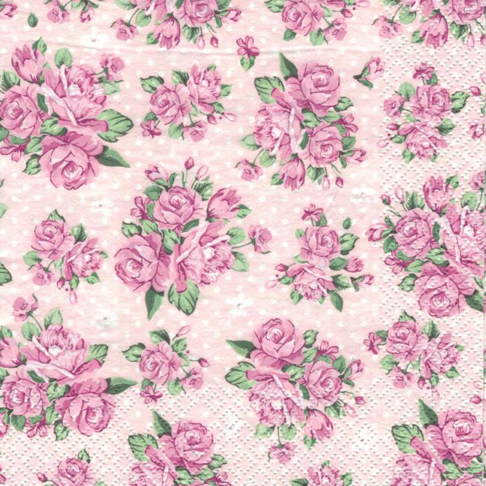 Serviette - Rose on pink background
