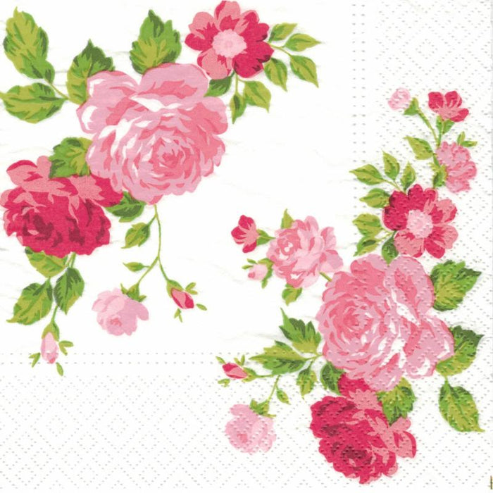 Serviette - Roses composition pink