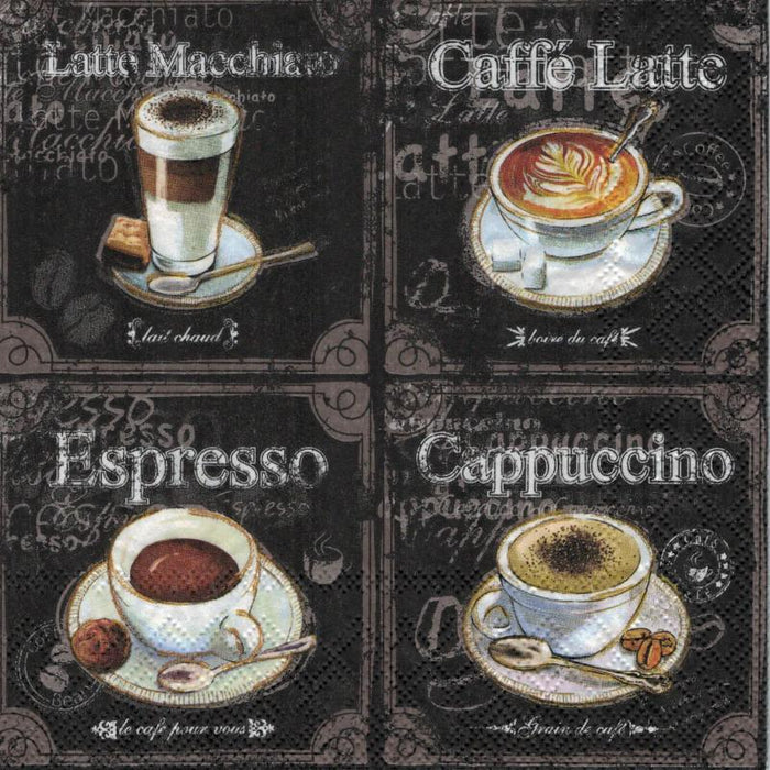 Serviette - Types of coffee