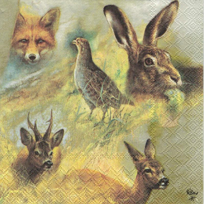 Serviette - Wild animals collage