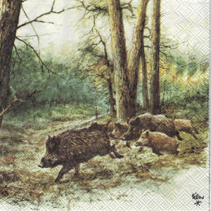 Serviette - Wild boars in the woods - Bastelschachtel - Serviette - Wild boars in the woods