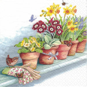 Serviette - Windowsill with flower pots - Bastelschachtel - Serviette - Windowsill with flower pots