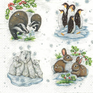 Serviette - Winter animals - Bastelschachtel - Serviette - Winter animals