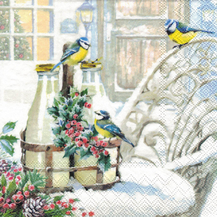 Serviette - Birds in wintergarden