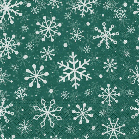Serviette - Christmas snowflakes green - Bastelschachtel - Serviette - Christmas snowflakes green