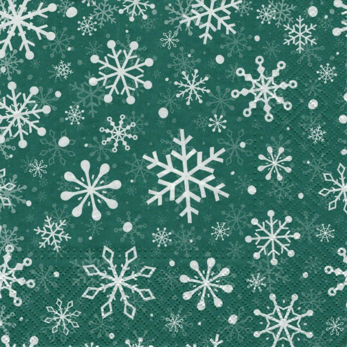 Serviette - Christmas snowflakes green