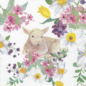 Serviette - Lamb in flowers - Bastelschachtel - Serviette - Lamb in flowers