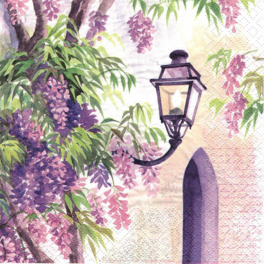 Serviette - Lantern among wisteria bloom - Bastelschachtel - Serviette - Lantern among wisteria bloom