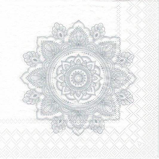 Serviette - Mandala silver - Bastelschachtel - Serviette - Mandala silver
