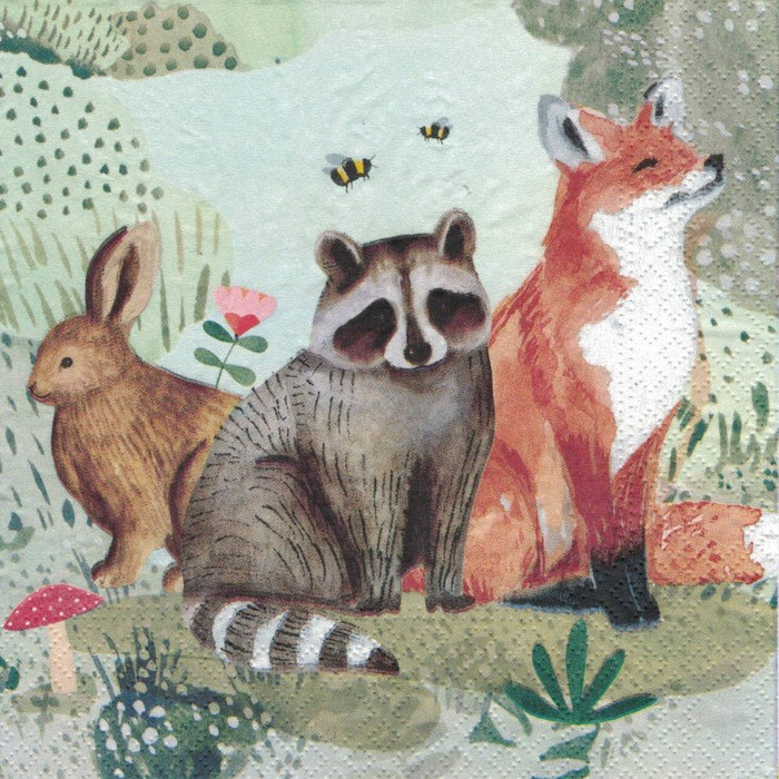 Serviette - Rabbit, racoon and fox
