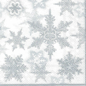 Serviette - Snow crystals silver - Bastelschachtel - Serviette - Snow crystals silver