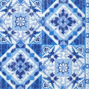 Serviette - Tiles blue - Bastelschachtel - Serviette - Tiles blue