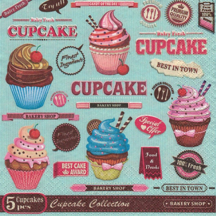 Serviette - Vintage cupcake poster