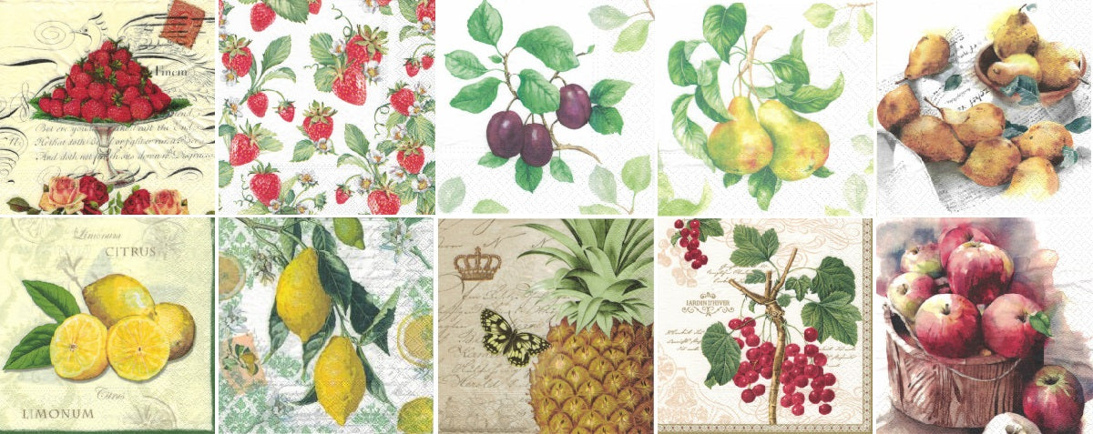 Servietten Set mit Decoupage-Kleber - Obst