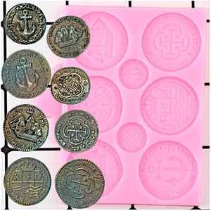 Silikonform - Antique coins - Bastelschachtel - Silikonform - Antique coins