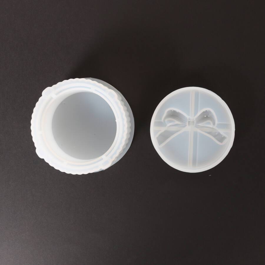 Silikonform für Resin - Runde Box mit Schleife - Bastelschachtel
