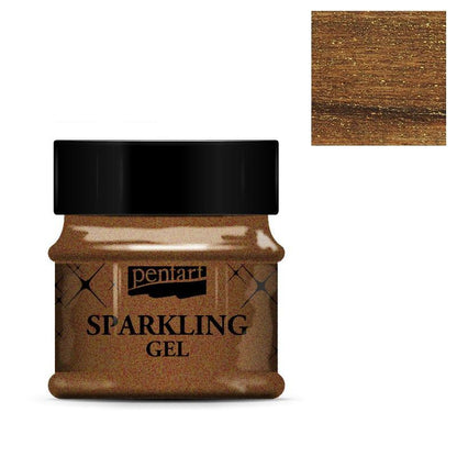 Pentart Sparkling gel 50ml - braun-gold - Bastelschachtel - Pentart Sparkling gel 50ml - braun-gold