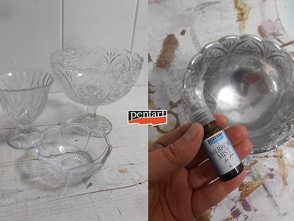 Spiegelfarbe auf Glas - Bastelschachtel - Spiegelfarbe auf Glas pentart mirror mist