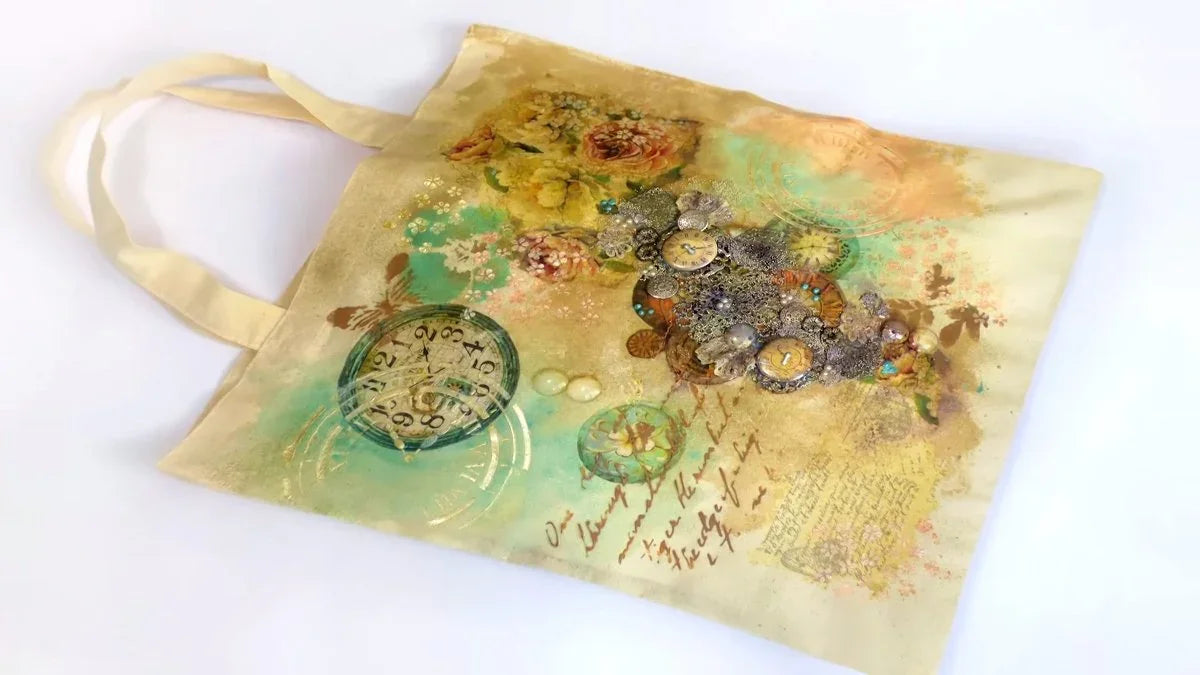 Textil Einkaufstasche natur mit langem Griff - Bastelschachtel