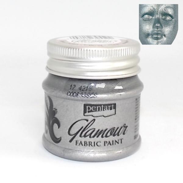 Pentart Textilfarbe Metallic Glamour 50ml - silber - Bastelschachtel - Pentart Textilfarbe Metallic Glamour 50ml - silber