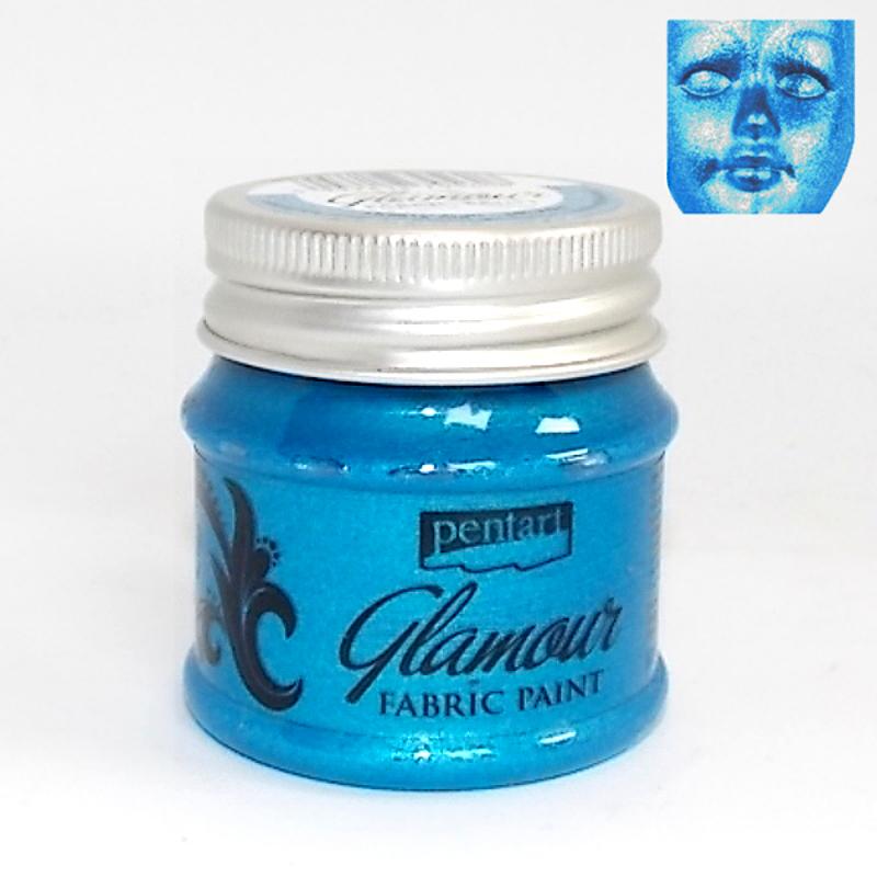 Pentart Textilfarbe Metallic Glamour 50ml - silberblau - Bastelschachtel - Pentart Textilfarbe Metallic Glamour 50ml - silberblau